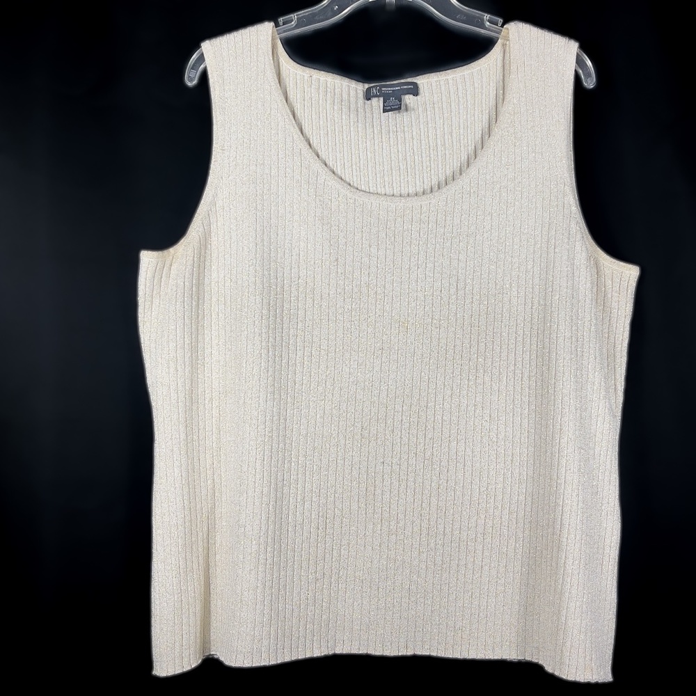 Gold Metallic Scoop Neck Sleeveless Ribbed Tank